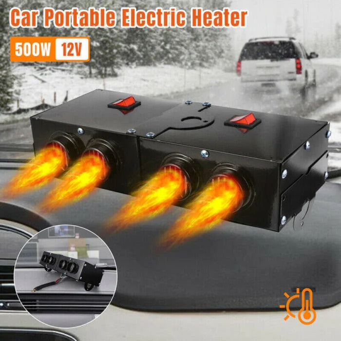 500W Portable Electric Car Heater - 12V Fast Defrost & Cabin Warmer